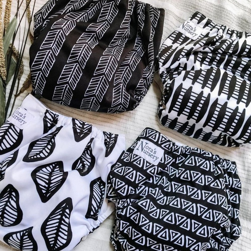 LOT OF 4 *UNWORN* Reusable Cloth Diapers - Nora's Nursery - "Arrows & Sparrows"